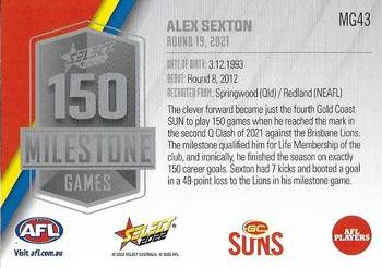 2022 Select AFL Footy Stars - AFL Milestone Games #MG43 Alex Sexton Back